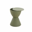 LeisureMod Boyd Modern Plastic Ribbed Round End Table in Olive Green