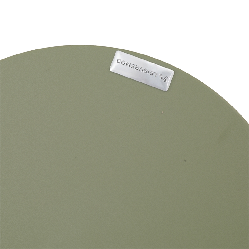 LeisureMod Boyd Modern Plastic Ribbed Round End Table in Olive Green