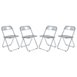 LeisureMod Lawrence 7-Piece Dining Set with Table and Acrylic Chairs Black