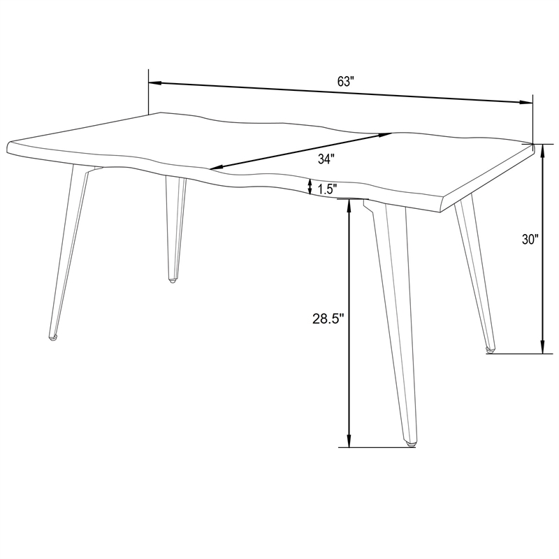 LeisureMod Lawrence 7-Piece Dining Set with Table and Acrylic Chairs Black