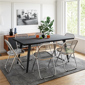 leisuremod lawrence 7-piece dining set with table and acrylic chairs