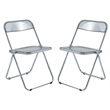 LeisureMod Lawrence 7-Piece Dining Set with Table and Acrylic Chairs Black