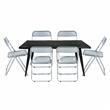 LeisureMod Lawrence 7-Piece Dining Set with Table and Acrylic Chairs Black