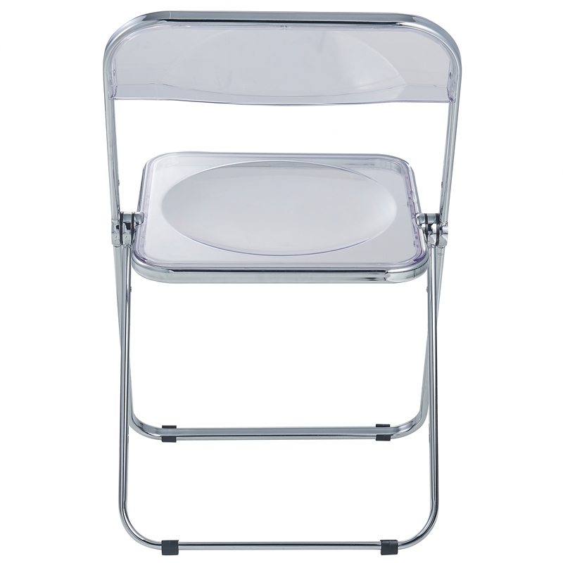 LeisureMod Lawrence 7-Piece Dining Set with Table and Acrylic Chairs Clear