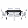 LeisureMod Lawrence 7-Piece Dining Set with Table and Acrylic Chairs Clear
