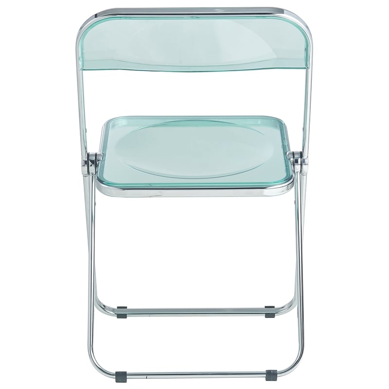 LeisureMod Lawrence 7-Piece Dining Set with Table and Acrylic Chairs Jade Green