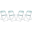 LeisureMod Lawrence 7-Piece Dining Set with Table and Acrylic Chairs Jade Green