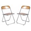 LeisureMod Lawrence 7-Piece Dining Set with Table and Acrylic Chairs Tangerine