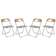LeisureMod Lawrence 7-Piece Dining Set with Table and Acrylic Chairs Tangerine