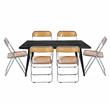 LeisureMod Lawrence 7-Piece Dining Set with Table and Acrylic Chairs Tangerine