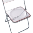 LeisureMod Lawrence 7-Piece Dining Set with Table and Acrylic Chairs Rose Pink