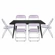 LeisureMod Lawrence 7-Piece Dining Set with Table and Acrylic Chairs Magenta