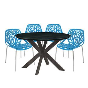 leisuremod ravenna 5-piece dining set with 4 chairs and round table
