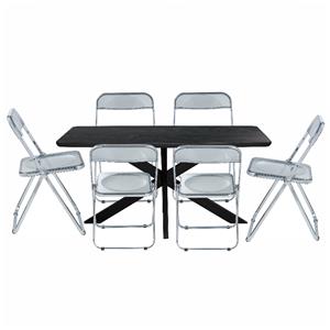 leisuremod lawrence dining set with 6 chairs and rectangular table