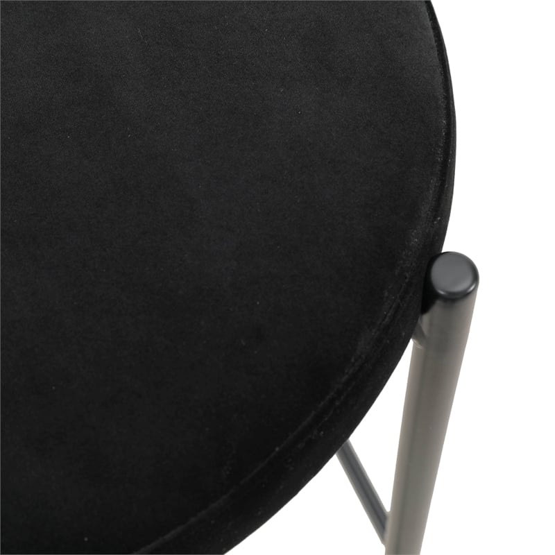 LeisureMod Euston Wicker Bar Stool with Black Metal Frame and Footrest Black