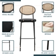 LeisureMod Euston Wicker Bar Stool with Black Metal Frame and Footrest Black