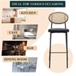 LeisureMod Euston Wicker Bar Stool with Black Metal Frame and Footrest Black