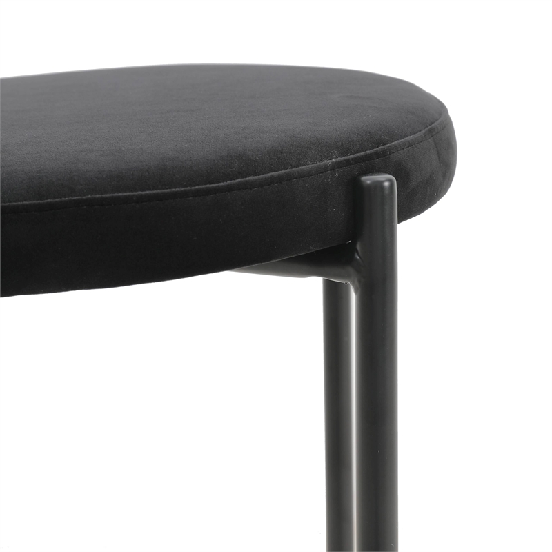 LeisureMod Euston Wicker Bar Stool with Black Metal Frame and Footrest Black
