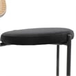 LeisureMod Euston Wicker Bar Stool with Black Metal Frame and Footrest Black