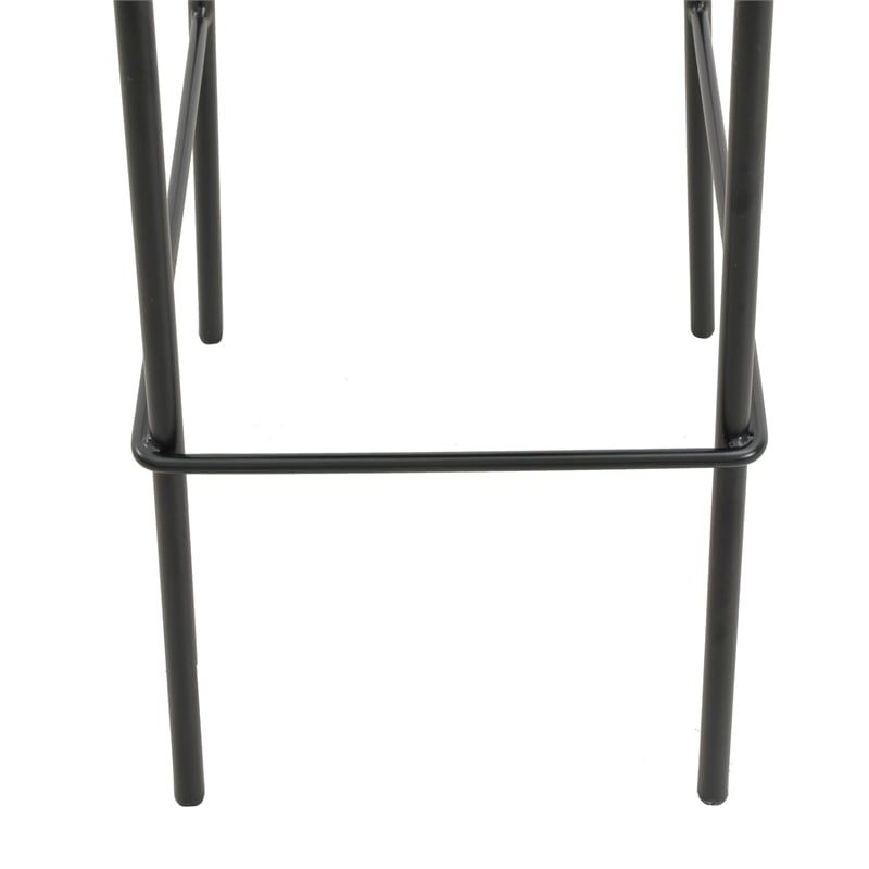 LeisureMod Euston Wicker Bar Stool with Black Metal Frame and Footrest Black