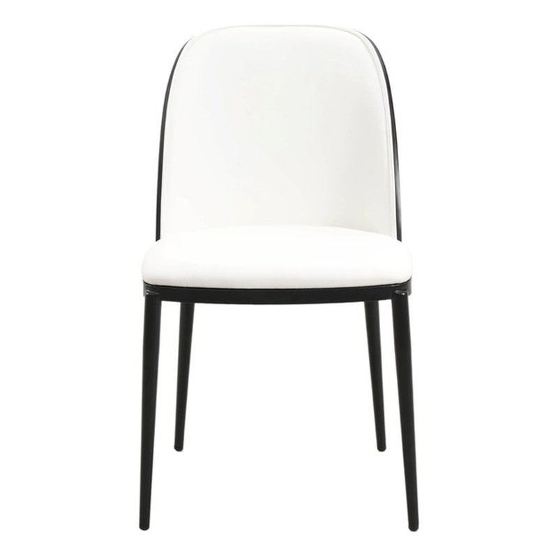 LeisureMod Tule Dining Chair with Leather Seat Black/White
