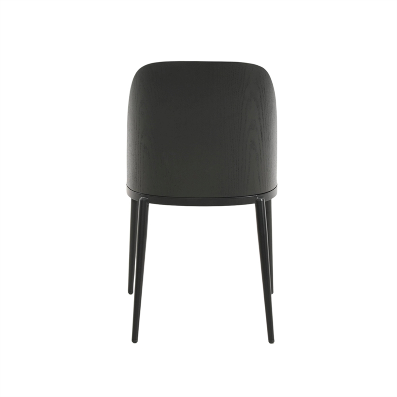 LeisureMod Tule Dining Chair with Leather Seat Black/White