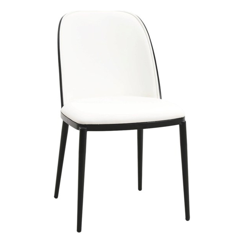 LeisureMod Tule Dining Chair with Leather Seat Black/White