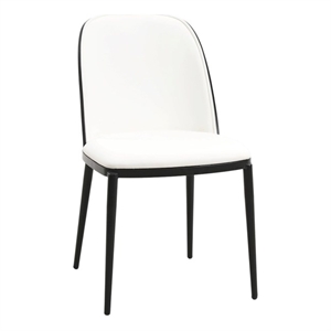 LeisureMod Tule Dining Chair with Leather Seat Black/White