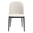LeisureMod Tule Dining Chair with Velvet Seat Natural Wood/Beige