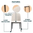 LeisureMod Tule Dining Chair with Velvet Seat Natural Wood/Beige