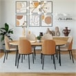 LeisureMod Tule Dining Chair with Velvet Seat Natural Wood/Brown