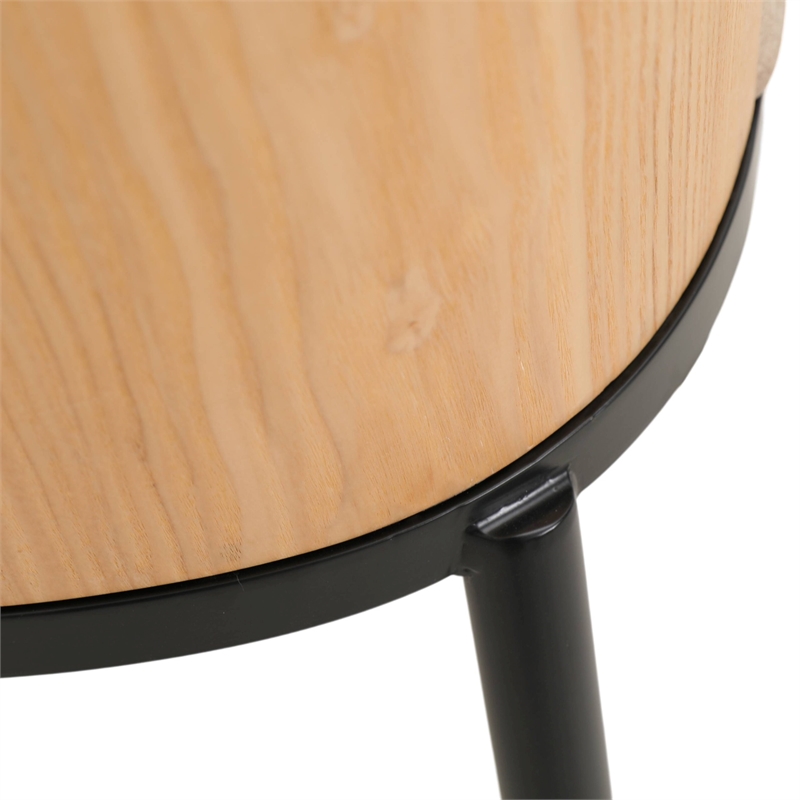 LeisureMod Tule Dining Chair with Velvet Seat Natural Wood/Brown