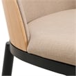 LeisureMod Tule Dining Chair with Velvet Seat Natural Wood/Brown