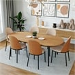 LeisureMod Tule Dining Chair with Velvet Seat Natural Wood/Brown