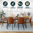 LeisureMod Tule Dining Chair with Leather Seat Walnut/Light Brown