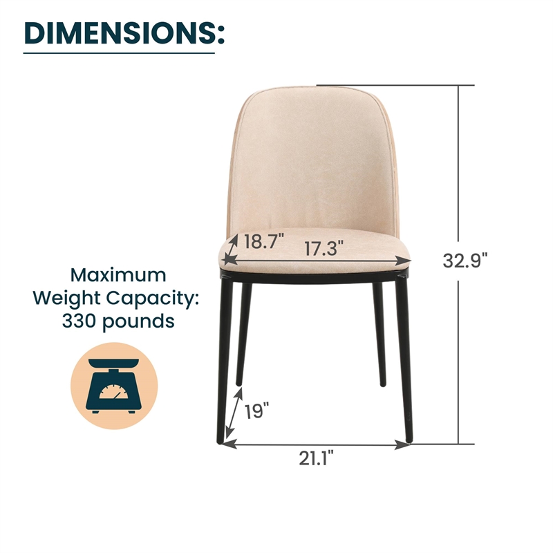 LeisureMod Tule Dining Chair with Leather Seat Walnut/Light Brown