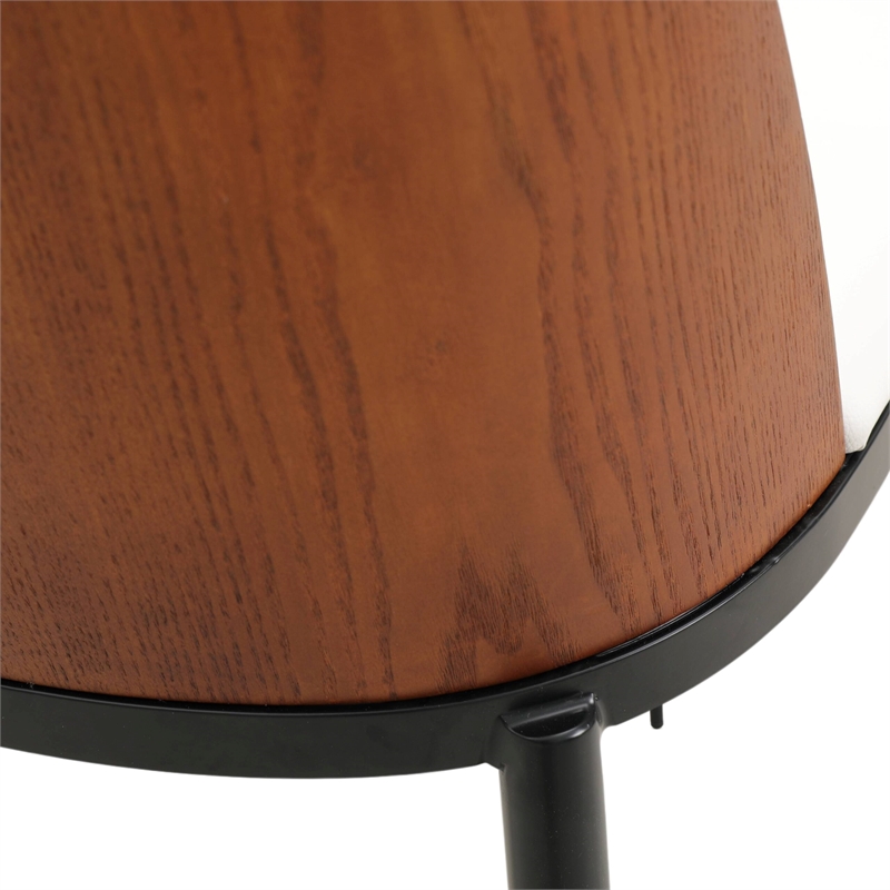 LeisureMod Tule Dining Chair with Leather Seat Walnut/White