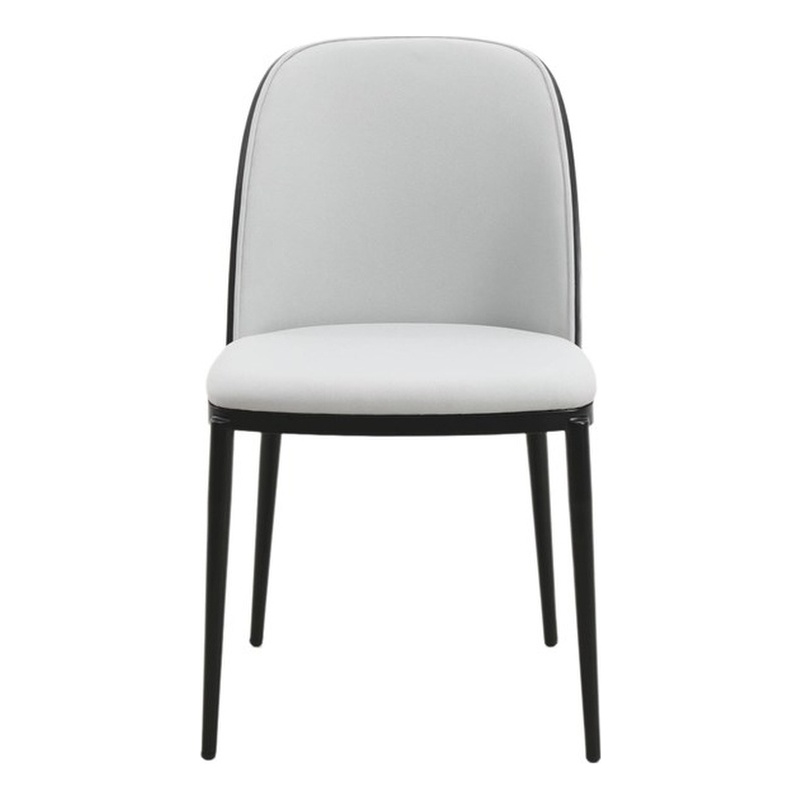 LeisureMod Tule Dining Chair with Velvet Seat Black/Platinum Blue