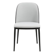 LeisureMod Tule Dining Chair with Velvet Seat Black/Platinum Blue