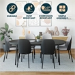 LeisureMod Tule Dining Chair with Velvet Seat Black/Platinum Blue