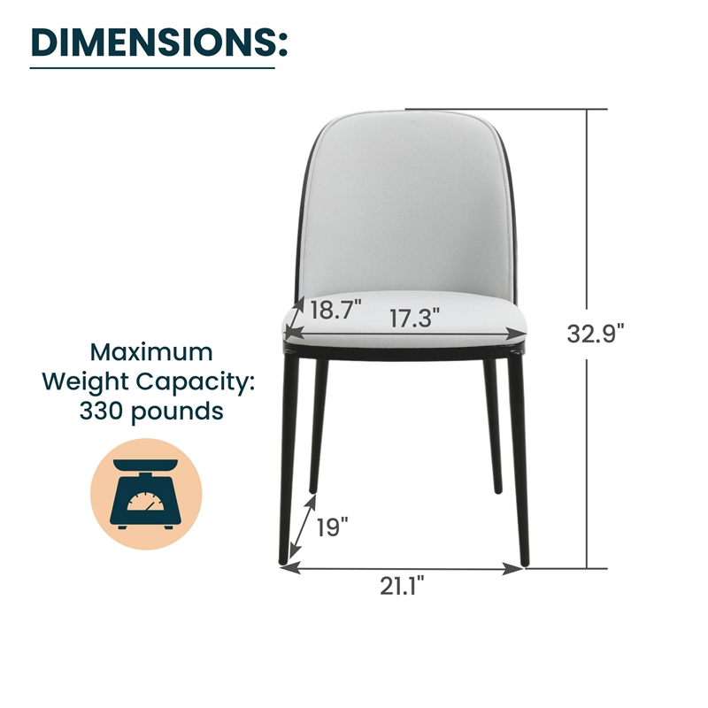 LeisureMod Tule Dining Chair with Velvet Seat Black/Platinum Blue