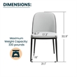 LeisureMod Tule Dining Chair with Velvet Seat Black/Platinum Blue