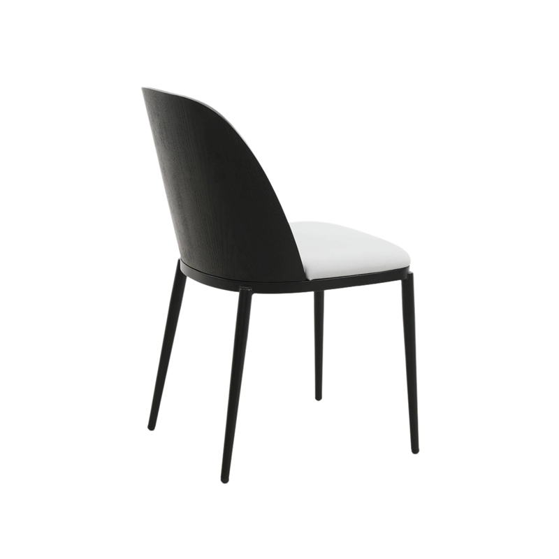 LeisureMod Tule Dining Chair with Velvet Seat Black/Platinum Blue