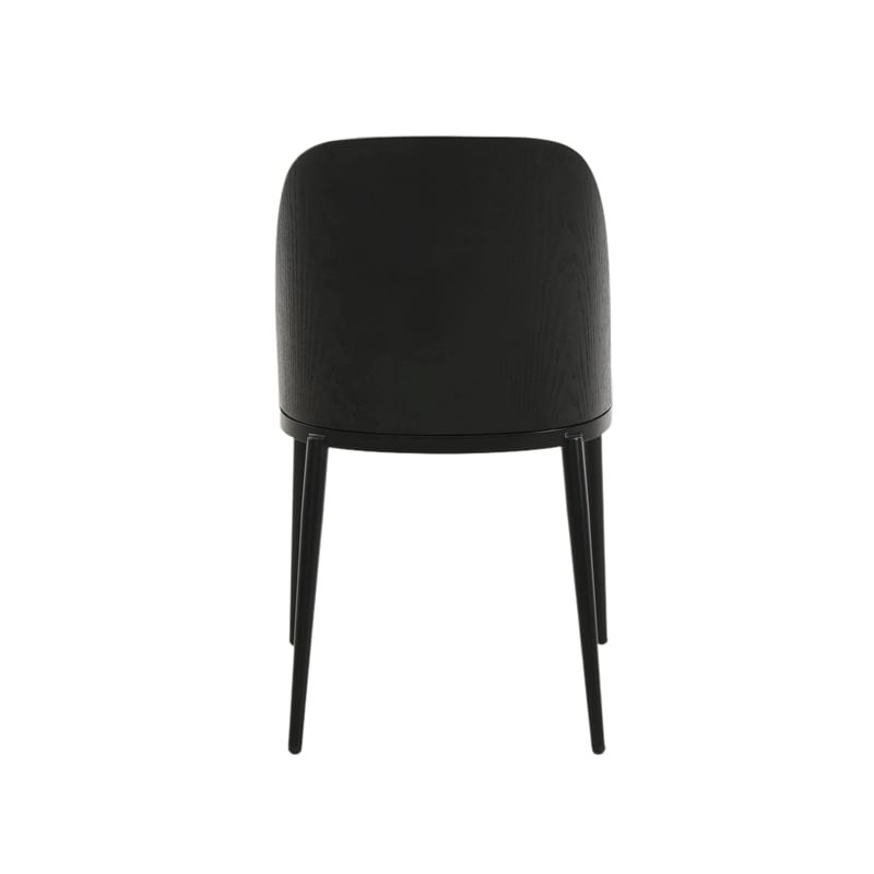 LeisureMod Tule Dining Chair with Velvet Seat Black/Platinum Blue