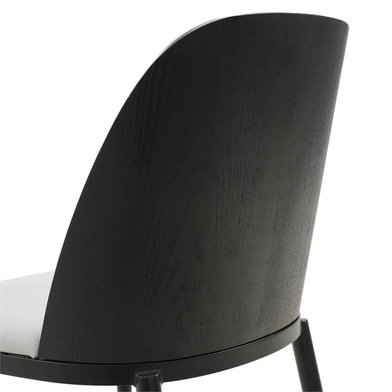 LeisureMod Tule Dining Chair with Velvet Seat Black/Platinum Blue