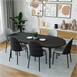 LeisureMod Tule Dining Chair with Velvet Seat Black/Platinum Blue