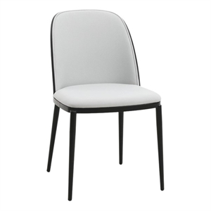 LeisureMod Tule Dining Chair with Velvet Seat Black/Platinum Blue