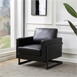 LeisureMod Lincoln Modern Leather Arm Chair with Black Steel Frame Black