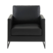 LeisureMod Lincoln Modern Leather Arm Chair with Black Steel Frame Black