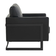 LeisureMod Lincoln Modern Leather Arm Chair with Black Steel Frame Black